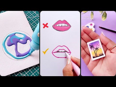 18 ART HACKS and PAINTING TECHNIQUES For Beginners || Easy Painting Technique || Painting