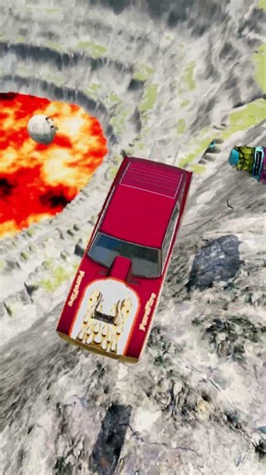 Cars vs Giant Lava Pit – BeamNG.drive #beamng #beamngdrive #shorts
