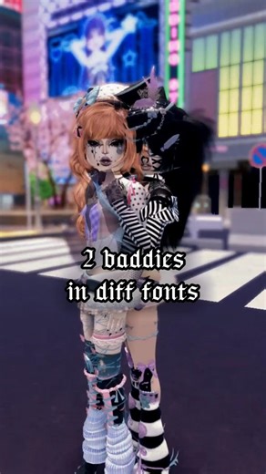 2 BADDIES IN DIFF FONTS #dresstoimpress #dti #dtiroblox #shorts