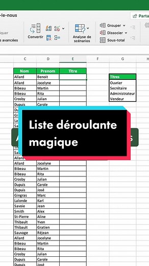 Comment créer une liste déroulante sur Excel? #astuceexcel #raccourci #apprendreexcel