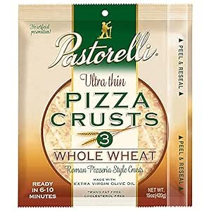 Pastorelli® Whole Wheat Pizza Crust, Ultra Thin and Crispy, Pre-made Pizza Base, 12-inch, 3 Crusts, Pack of 10