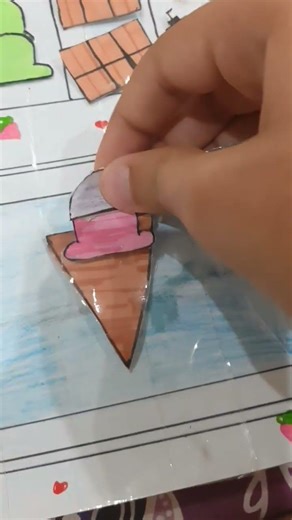 paper Icecream shop# fun# paper # ice cream # strawberry# cherry# tape# paper# art and craft# byee🌸💕