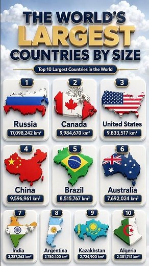 🌍 Top 10 Largest Countries in the World by Size | Top 10 Largest Countries in the World by Land Area