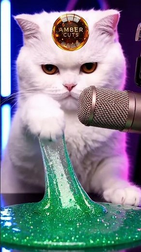 Cute Cat Playing with Slime 😻💚 | Relaxing ASMR Sounds #Shorts