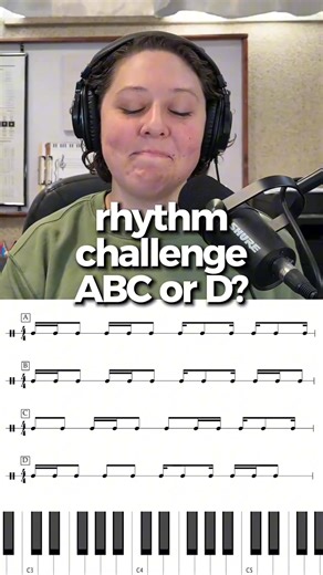 Rhythm check 👏🏼 Which pattern am I playing? A B C or D? Guess below ⬇️ No idea, but curious to learn? Comment "Play" for a free week of beginner-friendly piano lessons. #RhythmChallenge #PianoChallenge #MusicTheoryFun #Flexkeys #LearnPiano #ShortMusicChallenge #PianoForAdults #GuessTheRhythm | Flexkeys Online