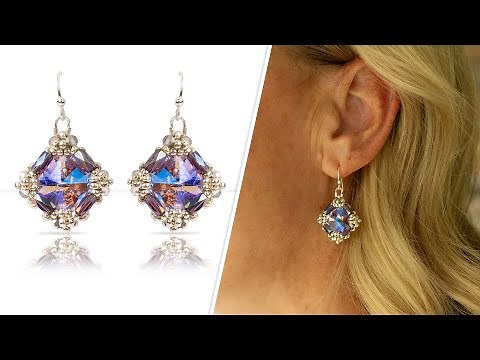 Cylinder Bezeled Rivoli Earrings - DIY Jewelry Making Tutorial by PotomacBeads
