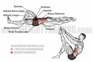 One-leg V-up exercise instructions and video | weighttraining.guide