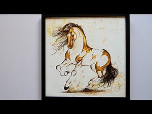 How to | Easy Horse Painting Tutorial / Abstract Acrylic Painting with Gold Leaf / Step By Step
