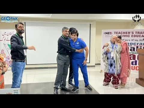 Dr Zain with CEO OF GEOPAK HOSPITAL presenting the Teacher's Training on Civil Education.