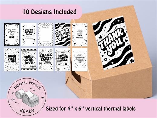 Retro Trendy Thermal Printer Labels – Small Business Packaging Stickers (digital Download) - Etsy