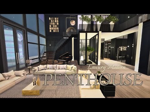 Inside A Luxury Modern Penthouse || Sims 4 || House Tour || CC build (TRAY+CC+LINKS)