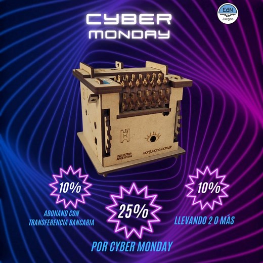 ¡Cyber Monday en Eön Juegos! Del 25% al 45% OFF en todos nuestros juegos. 里 25% de descuento fijo ➕ 10% extra llevando dos o más  Otro 10% pagando por transferencia Sumá, combiná y llevate una experiencia única al mejor precio del año.  Solo por pocos días. | Eon Juegos | Facebook