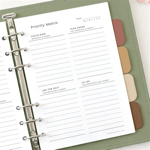 Priority Matrix Planner | Eisenhower Task Organizer | A4 A5 Letter Half Letter | Instant Download PDF - Etsy