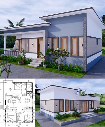16K views · 147 reactions | 40x26 Feet House Design 12x8 Meter 3 Bed Shed roof | Sam HousePlans | Facebook