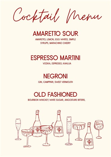 Editable Cocktail Menu Card for Drinks, Cocktails - Etsy UK