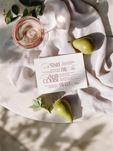 Old Money Wedding Menu Template, Burgundy Maroon Menu Card, Luxury Typography Menu, Modern Red Wine Editorial Layout, Elegant Reception Menu - Etsy