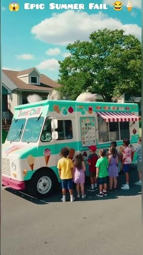 Ice Cream Truck EXPLODES into Massive Mess! 😱 Kids Go Wild in Epic Summer Chaos 😂🍦 #shorts
