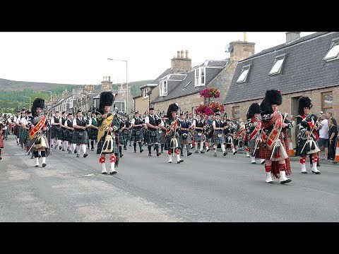 Scotland the Brave as the Massed Pipes and Drums march off after 2022 Dufftown Highland Games