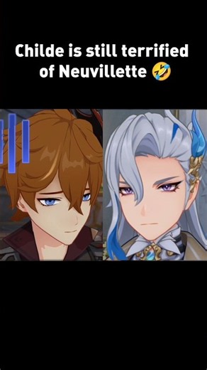 Childe is traumatized by Neuvillette 🤣 #tsaritsa #sandrone #genshin #genshinimpact