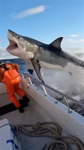 Massive Shark Explodes Onto Boat — Insane Impact You Have to See