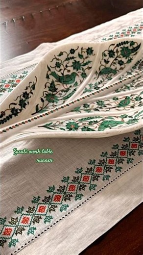 Elegant Kasuti Table Runner#tablerunner #embroidery #kasuti #diynstitch