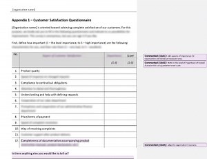 Customer Satisfaction Questionnaire [IATF 16949 document]