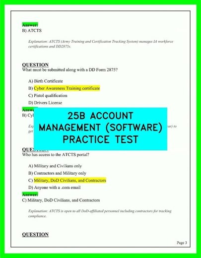 25B ACCOUNT MANAGEMENT SOFTWARE PRACTICE TEST 2026 Updated Questions and Answers Exam Prep Guides