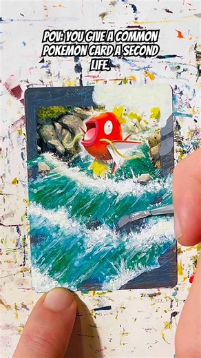 Painting a Magikarp Pokemon card behind the scenes #pokemonchannel #pokemonart #magikarp
