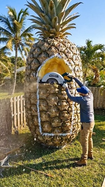Building a Secret Room Inside a Giant pineapple 🍍