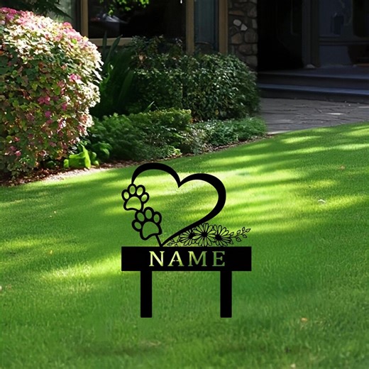Personalized Dog Memorial Heart Paw Metal Sign, Custom Pet Loss Garden Tribute - Etsy
