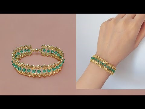 Beaded Lace Bracelet with Seed Beads and Crystal Bicones. How to Make Beaded Jewelry.