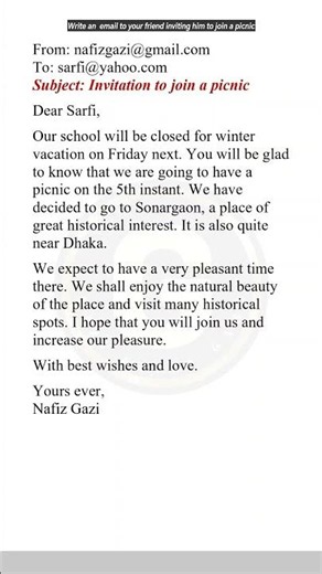 Invitation to Join a Picnic Email | Easy English Writing Format | SSC English Email Writing #shorts