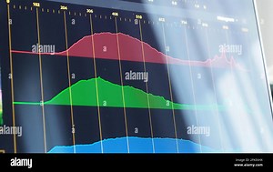 Color grading indicator graph on screen. RGB colour correction graphic bar on monitor in post production process. Telecine stage in video or film prod Stock Photo - Alamy