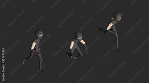 Character ninja running and sneakung animation with Alpha Channel looping