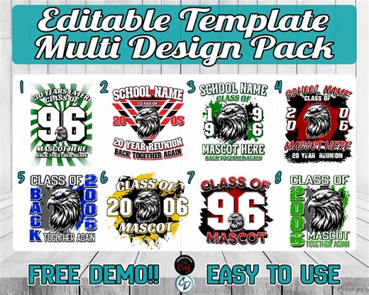 School Reunion Shirt Design Bundle | 8 Editable Class Reunion Templates | Corjl SVG PNG PDF | Instant Download Email After Order - Etsy