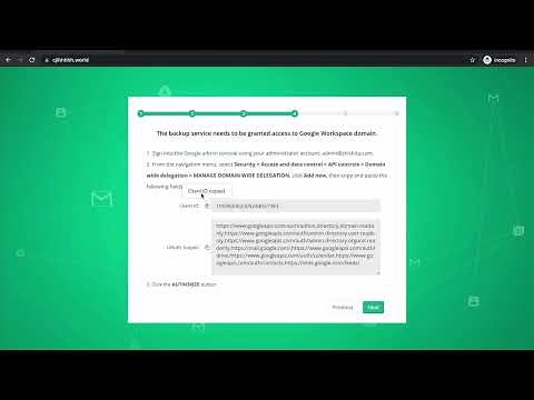 How to authorize domain-wide delegation access in Google Cloud Console for CubeBackup.