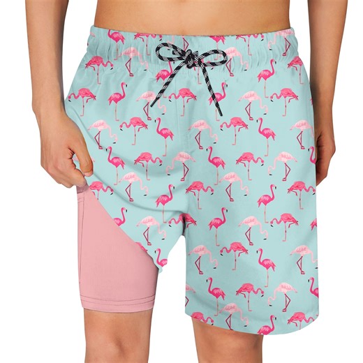 Lollipie Boys Swim Trunks Compression Liner Swim Shorts Quick Dry Bathing Suit with Boxer Brief Swimwear 7-20T