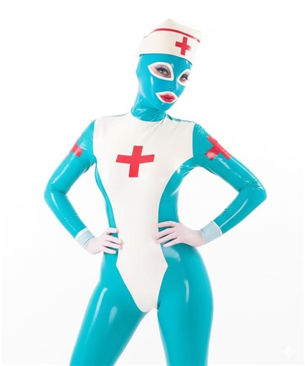Sexy 100%latex Fetishism Nurse Cosplay Catsuit Uniform Rubber Bodysuit With Mask Cap Cosplay Costumes - Etsy