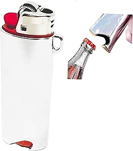 Metal Lighter Case Fits BIC with Bottle Opener Standard Full Size in J6 EDC Multipurpose Outdoor Survival Lighter Pouch Lighter Sleeve in Silver