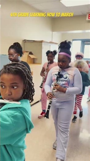 Halls Ferry 4th graders learning how to march and play! Way to go!