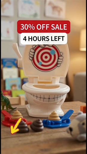 Silly “poop shooting” target game for kids—includes a mini toilet target, 2 launcher flickers, and 6 soft plastic poop pieces for easy family game night laughs. #FunnyKidsToy #FamilyGameNight #KidsPartyGame #TargetGame #NoveltyToy