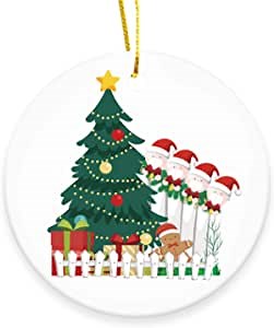 2021 Christmas Ornaments Quarantine Ceramic, Quarantine Christmas Decorations, Christmas Tree Decorations, Christmas Decor 2.9 inch Circle Ceramic, Christmas Decorations Clearance (A-Xmas Tree)