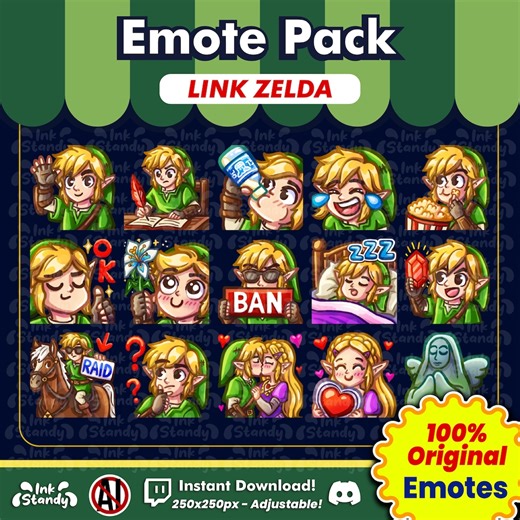 Zelda Link 15 Emotes (download digitale, senza IA) Videogiochi Chibi Twitch/Discord/Kick Chibi Adesivi carini - Etsy Italia