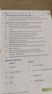 3. Long Answer Questionsa) Describe the history of computer i... | Filo