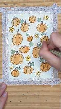 cute easy watercolor and ink pumpkin fall design tutorial
