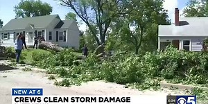 Crews in Platte City, Missouri, clean up storm damage