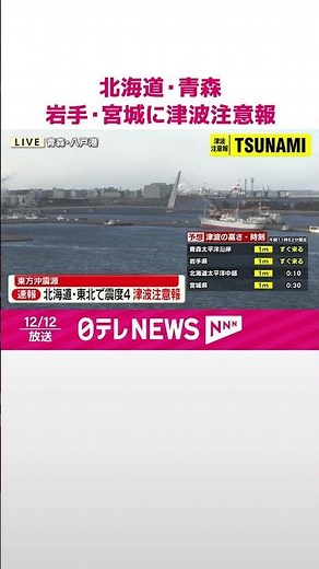 【速報】北海道・青森などで震度4 北海道・青森・岩手・宮城に津波注意報 #shorts