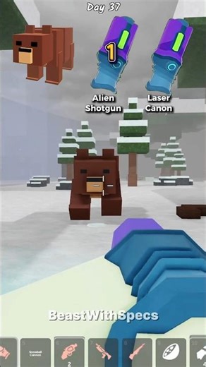 Admin Alien Shotgun vs Laser Canon 🐻🔫😎 #99nightintheforest #99nights #roblox #shorts #challenge