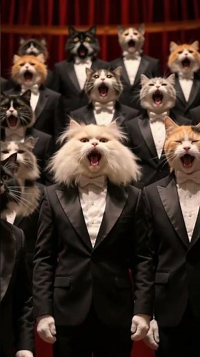 This cat choir actually harmonizes perfectly 🎵 #singingcats #shorts