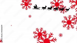 Animation of santa in sleigh with reindeer on white background Stock Video